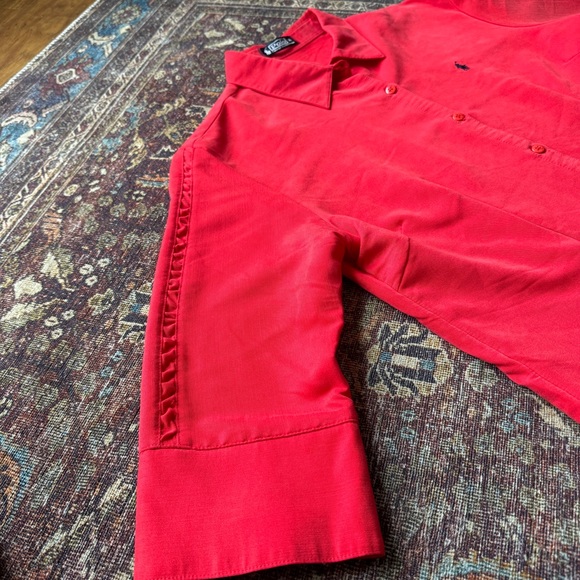 Red Ralph Lauren Polo Three-Quarter Sleeve Button-Up - Classic Prep Style - Picture 3 of 5